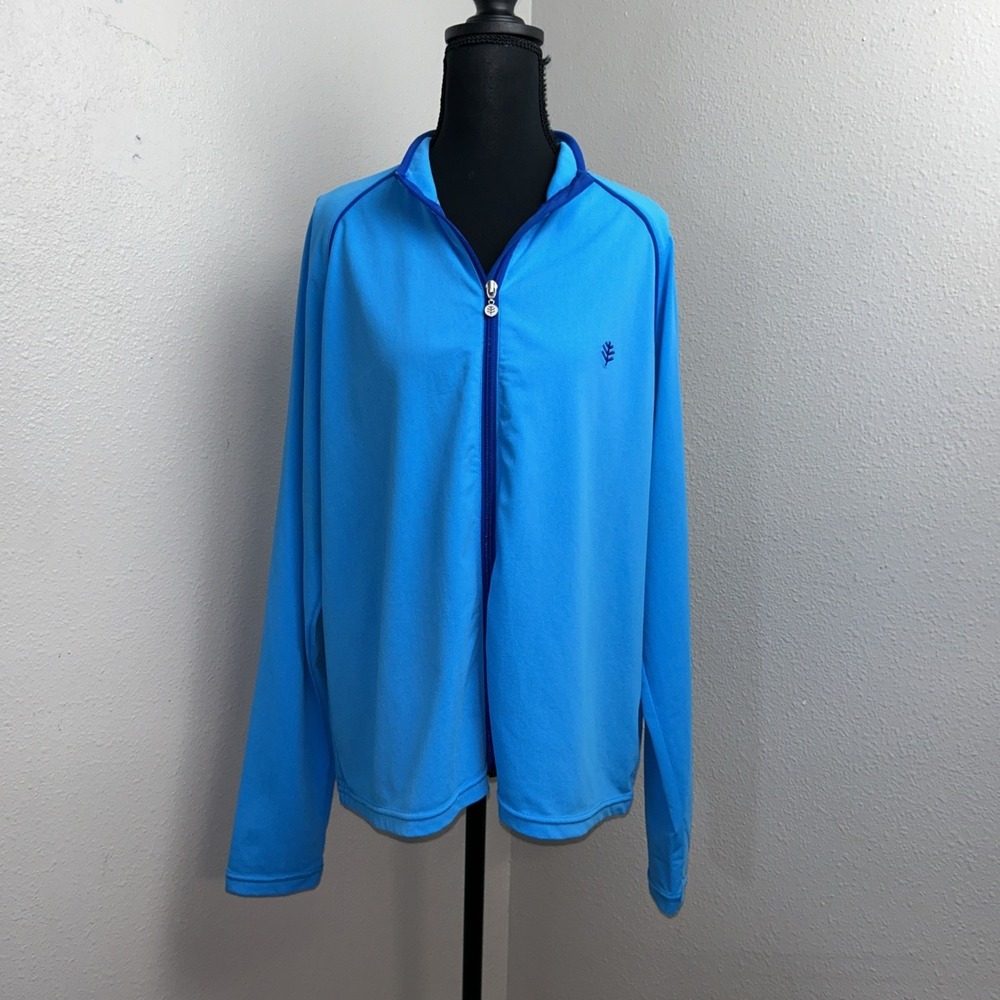 Coolibar Jacket Women's Size 2XL Blue‎ Full Zip Swim Beach Gorp Hiking Trail UPF